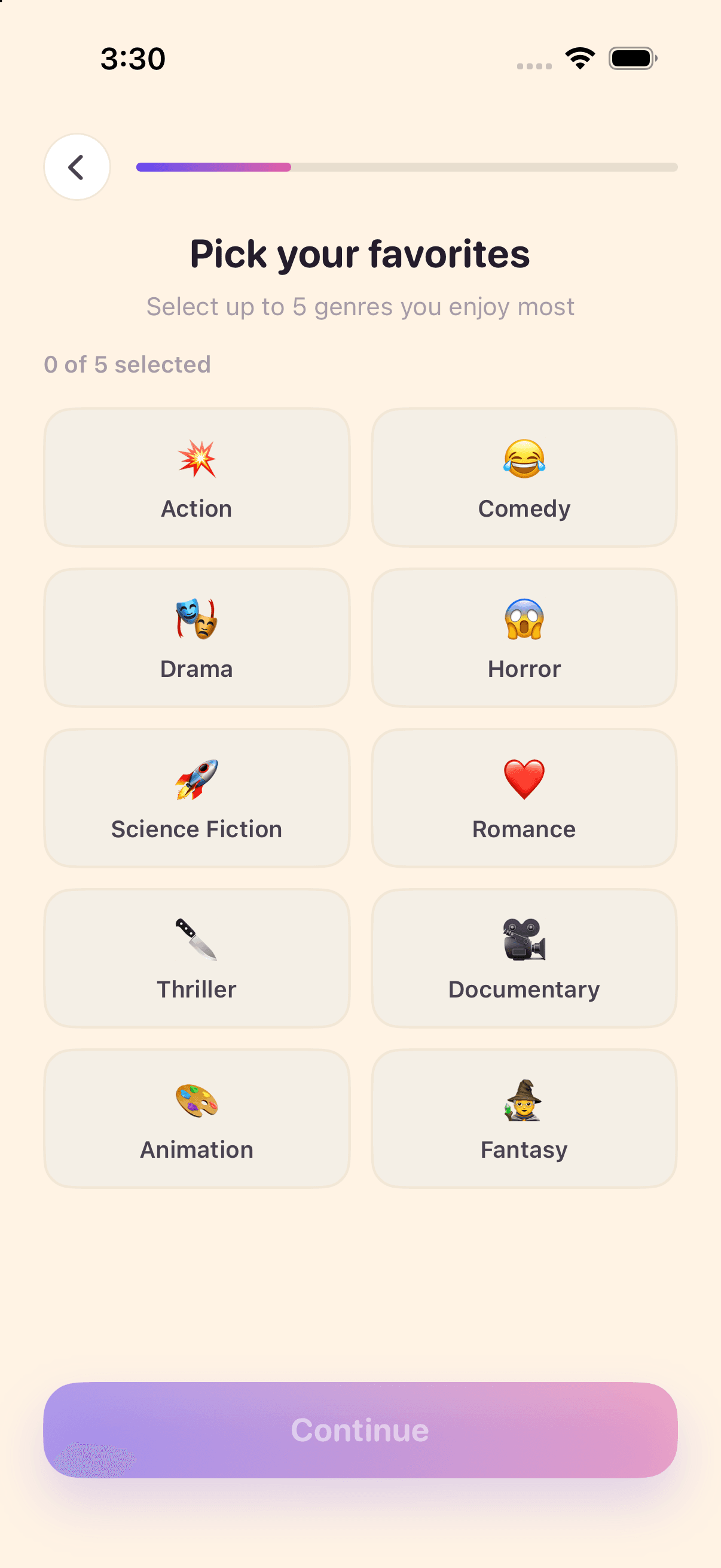 Moodie app screen