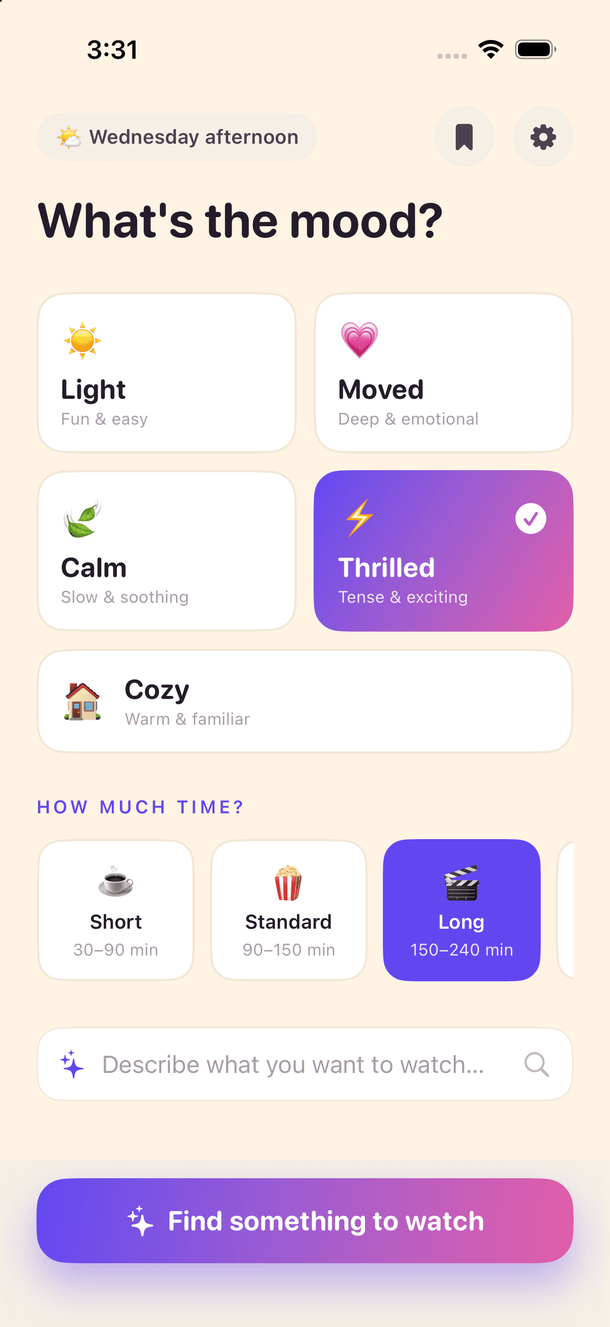 Moodie app screen