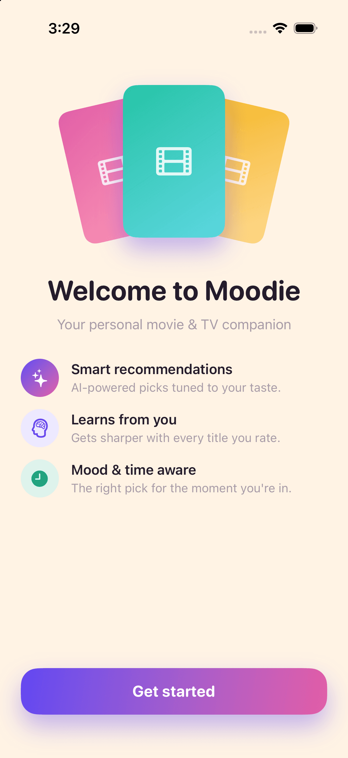 Moodie app screen