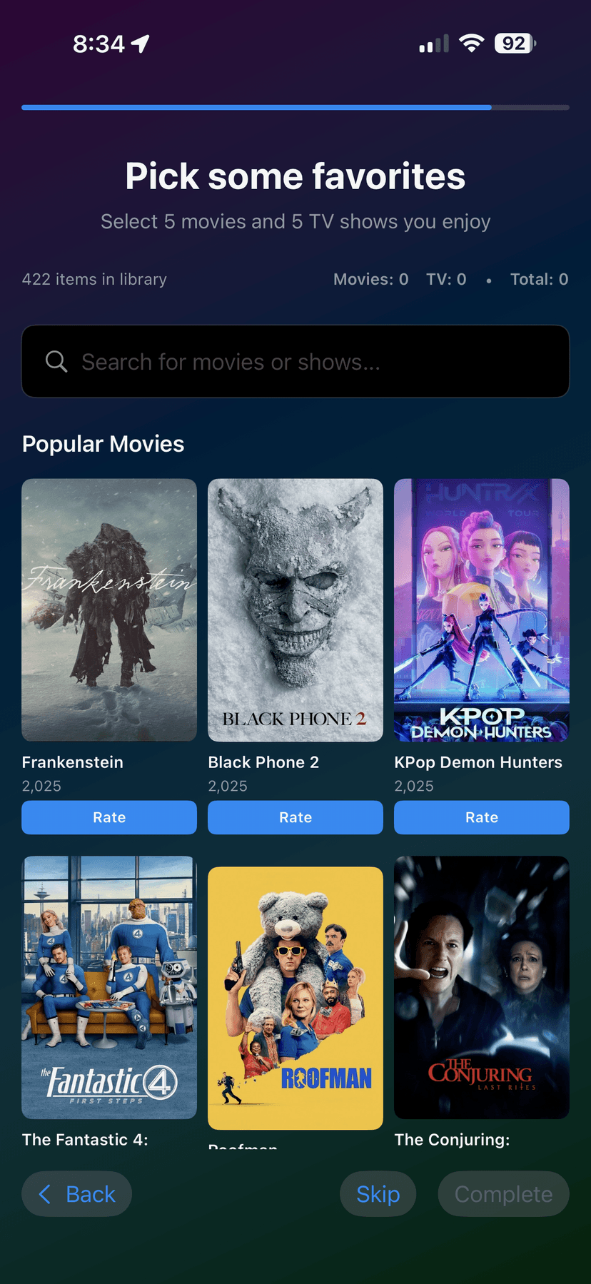 Rate movies during onboarding