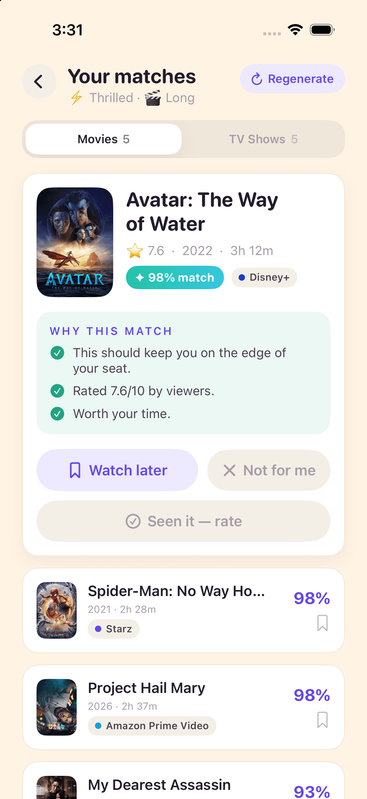 Moodie app screen